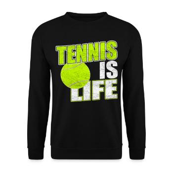 Tennis is life Tennisball Tennisspiel Tennis-match - Unisex Pullover - Schwarz - Vorne - Alina (178cm) & Michal (187cm)