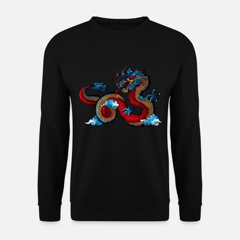Drache Asien China Japan Märchen Fabelwesen Myth - Unisex Pullover - Schwarz