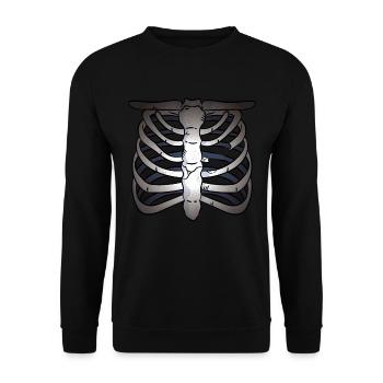 Skelett Cartoon Comic Halloween Grusel gruselig - Unisex Pullover - Schwarz - Vorne - Alina (178cm) & Michal (187cm)