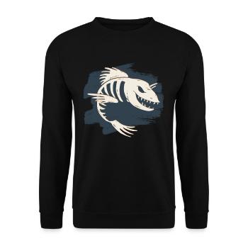 Poisson squelette monstre halloween horreur effrayant - Sweat-shirt Unisexe - noir - Devant - Alina (178cm) & Michal (187cm)
