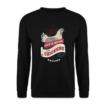 Images drôles animaux dictons poulet coq poulailler - Sweat-shirt Unisexe - noir - Devant - Alina (178cm) & Michal (187cm)