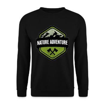 Mountains hiking forest nature - Unisex Sweatshirt - black - Front - Alina (178cm) & Michal (187cm)