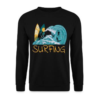 Surfen Wellenreiten - Unisex Pullover - Schwarz - Vorne - Alina (178cm) & Michal (187cm)