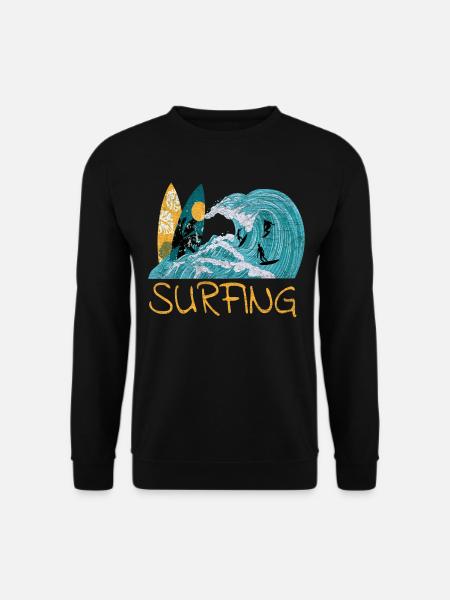 Surfbrett Surfer Surfen - Unisex Pullover - Schwarz