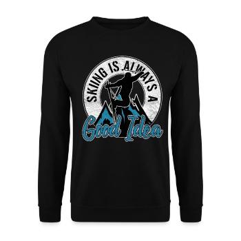 Ski fahren - Unisex Pullover - Schwarz - Vorne - Alina (178cm) & Michal (187cm)