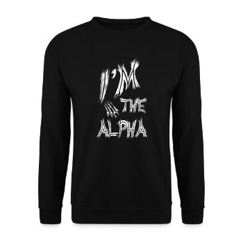 Wolf Wölfe - Ich bin der Alpha - Unisex Pullover - Schwarz - Vorne - Alina (178cm) & Michal (187cm)