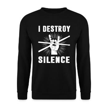 Batterie Batterie Batteur RocknRoll Baguettes Rock - Sweat-shirt Unisexe - noir - Devant - Alina (178cm) & Michal (187cm)