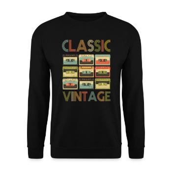 Retro vintage 80s - Unisex Sweatshirt - black - Front - Alina (178cm) & Michal (187cm)