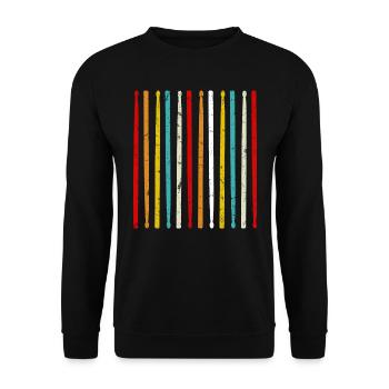 Retro Drumsticks Drum Drums Batteur - Sweat-shirt Unisexe - noir - Devant - Alina (178cm) & Michal (187cm)