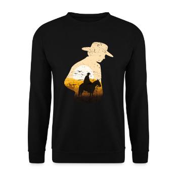 Cowboy Horse Sunset Vintage Western - Sweat-shirt Unisexe - noir - Devant - Alina (178cm) & Michal (187cm)
