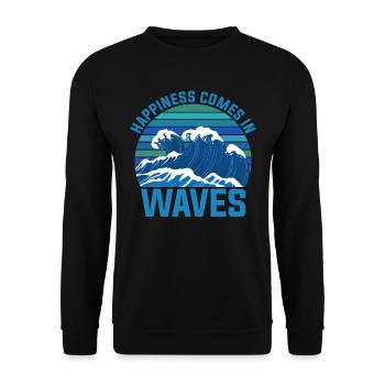 Happiness comes in waves - Unisex Sweatshirt - black - Front - Alina (178cm) & Michal (187cm)