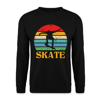 Skater Retro Skateboarder Skateboard Skate - Unisex Pullover - Schwarz - Vorne - Alina (178cm) & Michal (187cm)