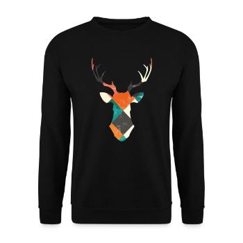 Deer Head Deer Staghorn Deer Hunter - Unisex Sweatshirt - black - Front - Alina (178cm) & Michal (187cm)
