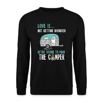 Camper camping caravan camp fire tents - Unisex Sweatshirt - black - Front - Alina (178cm) & Michal (187cm)