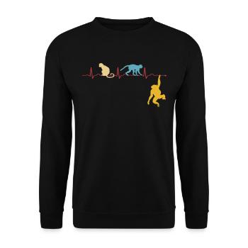 Monkey Heartbeat Zoo Monkey Animals Monkey Retro - Unisex Sweatshirt - black - Front - Alina (178cm) & Michal (187cm)