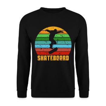Retro vintage skateboard 80s skater skating - Unisex Sweatshirt - black - Front - Alina (178cm) & Michal (187cm)