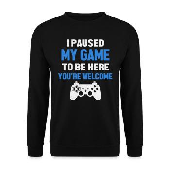 I paused my game to be a gaming controller - Unisex Sweatshirt - black - Front - Alina (178cm) & Michal (187cm)