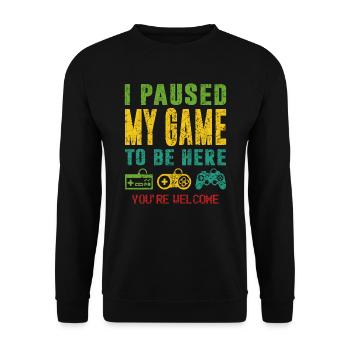 J'ai suspendu mon jeu pour être ici - Sweat-shirt Unisexe - noir - Devant - Alina (178cm) & Michal (187cm)