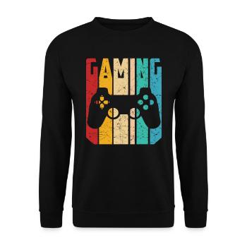 Gaming Retro Gamer Onlinegames Controller Joystick - Unisex Pullover - Schwarz - Vorne - Alina (178cm) & Michal (187cm)