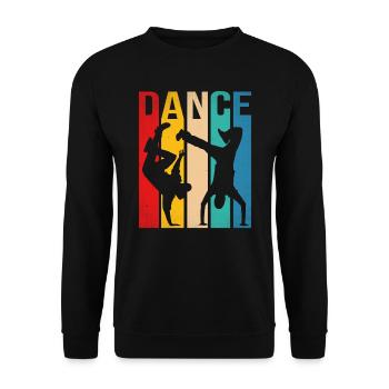 Retro Tänzer Tanzen Breakdancing Bboy Breakdancer - Unisex Pullover - Schwarz - Vorne - Alina (178cm) & Michal (187cm)