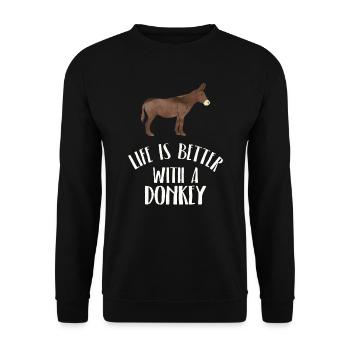 Funny Animals Pictures Donkey Animal Love Donkey - Unisex Sweatshirt - black - Front - Alina (178cm) & Michal (187cm)
