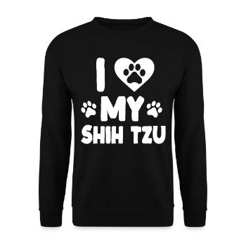 J'aime ma race de chien d'amour de chien de chien de Shih Tzu - Sweat-shirt Unisexe - noir - Devant - Alina (178cm) & Michal (187cm)