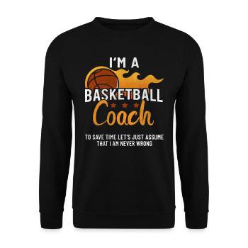 Basketballer Trainer Coach Basket Basketball - Unisex Pullover - Schwarz - Vorne - Alina (178cm) & Michal (187cm)