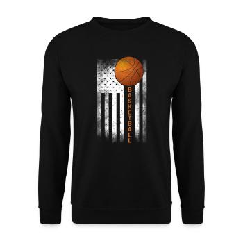 Basketball Sport USA Amerika Flagge Basket - Unisex Pullover - Schwarz - Vorne - Alina (178cm) & Michal (187cm)