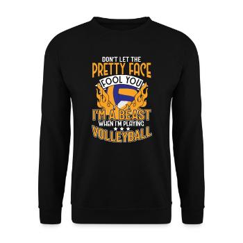 Volleyball Volleyballer Volleyball-team - Unisex Pullover - Schwarz - Vorne - Alina (178cm) & Michal (187cm)
