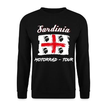 Sardinien Flagge Motorrad Tour Geschenk - Unisex Pullover - Schwarz - Vorne - Alina (178cm) & Michal (187cm)