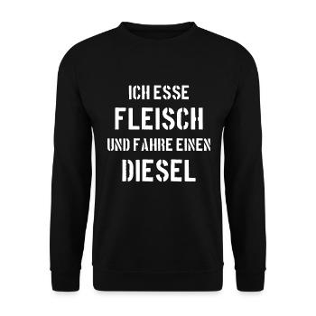 Esse Fleisch und fahre Diesel Dieselfahrer Fahrer - Unisex Pullover - Schwarz - Vorne - Alina (178cm) & Michal (187cm)