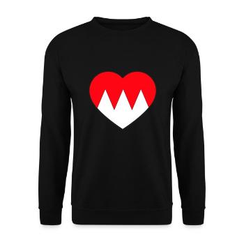 Fränkische Rechen Wappen im Herz Franken - Unisex Pullover - Schwarz - Vorne - Alina (178cm) & Michal (187cm)