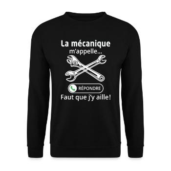 la mécanique m'appelle faut que j'y aille - Sweat-shirt Unisexe - noir - Devant - Alina (178cm) & Michal (187cm)