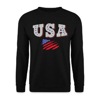 USA Fußball Trikot Amerikanische Flagge - Unisex Pullover - Schwarz - Vorne - Alina (178cm) & Michal (187cm)
