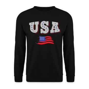 USA Fußball Trikot Amerikanische Flagge - Unisex Pullover - Schwarz - Vorne - Alina (178cm) & Michal (187cm)