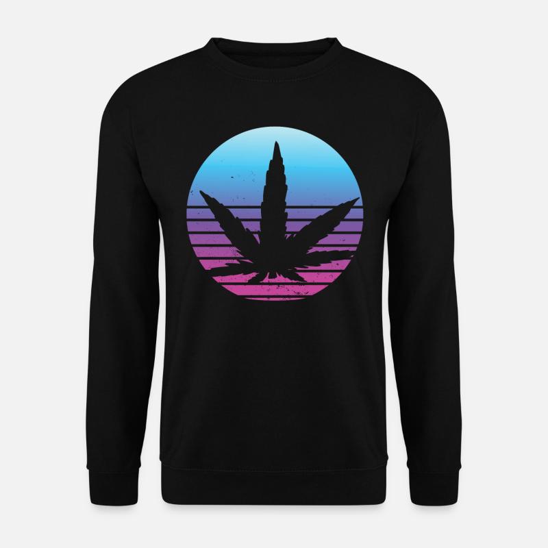 Cannabis leaf Retro Sunset - Unisex Sweatshirt - black