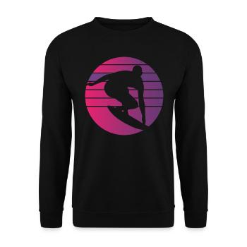 Surfer Retro Surfing Sunset - Unisex Sweatshirt - black - Front - Alina (178cm) & Michal (187cm)