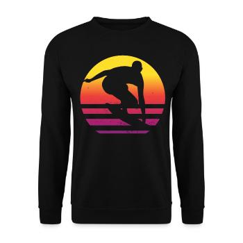 Surfer Retro Surfing Sunset - Unisex Sweatshirt - black - Front - Alina (178cm) & Michal (187cm)
