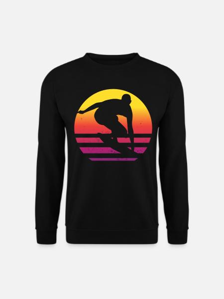 Surfer Retro Surfing Sunset - Unisex Sweatshirt - black