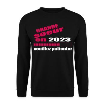 Grande Soeur En 2023 Veuillez Patienter - Sweat-shirt Unisexe - noir - Devant - Alina (178cm) & Michal (187cm)
