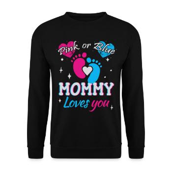 Rosa oder Blau, Mama liebt dich - Unisex Pullover - Schwarz - Vorne - Alina (178cm) & Michal (187cm)