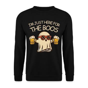 Halloween Ghost Beer Je suis juste là pour les huées - Sweat-shirt Unisexe - noir - Devant - Alina (178cm) & Michal (187cm)
