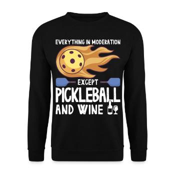 Pickleball und Wein für Pickle Ball, Was That out - Unisex Pullover - Schwarz - Vorne - Alina (178cm) & Michal (187cm)