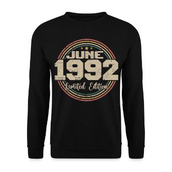 Born in June 1992 Birthday 11992 June 1992 June - Unisex Sweatshirt - black - Front - Alina (178cm) & Michal (187cm)