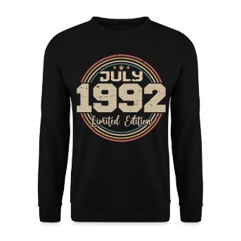 1992 Geburtstag Juli 1992 Geschenk Juli 1992 - Unisex Pullover - Schwarz - Vorne - Alina (178cm) & Michal (187cm)