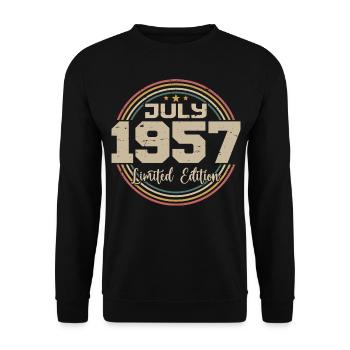 1957 Geburtstag Juli 1957 Geschenk Juli 1957 - Unisex Pullover - Schwarz - Vorne - Alina (178cm) & Michal (187cm)