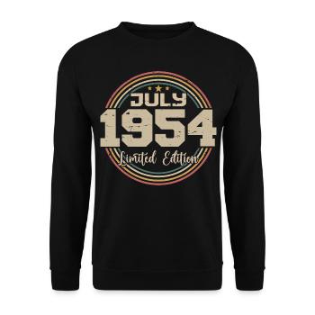 1954 Geburtstag Juli 1954 Geschenk Juli 1954 - Unisex Pullover - Schwarz - Vorne - Alina (178cm) & Michal (187cm)