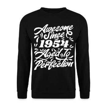 Awesome Since 1954 - Bis zur Perfektion gealtert, Geschenk 1954 - Unisex Pullover - Schwarz - Vorne - Alina (178cm) & Michal (187cm)