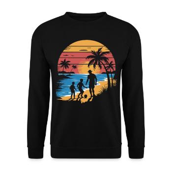 Father and 2 sons football holiday beach vintage - Unisex Sweatshirt - black - Front - Alina (178cm) & Michal (187cm)