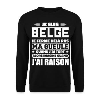 I'm Belgian - I don't shut my mouth - Unisex Sweatshirt - black - Front - Alina (178cm) & Michal (187cm)